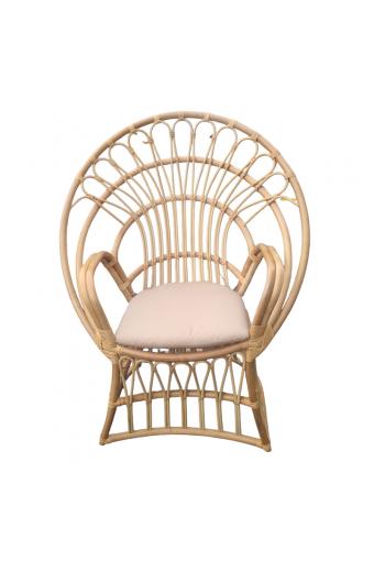 Πολυθρόνα Boloni Inart με μπεζ μαξιλάρι-φυσικό rattan 100x67x120εκ