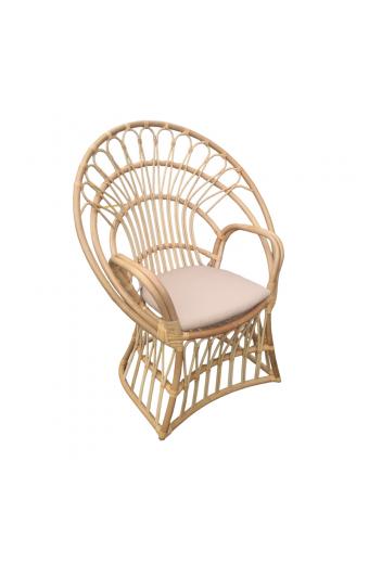 Πολυθρόνα Boloni Inart με μπεζ μαξιλάρι-φυσικό rattan 100x67x120εκ