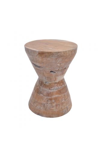 Βοηθητικό τραπέζι Zerlian Inart white wash μασίφ ξύλο teak Φ35x46εκ