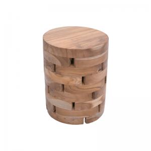 Σκαμπό Shard Inart φυσικό μασίφ ξύλο teak Φ35x45εκ