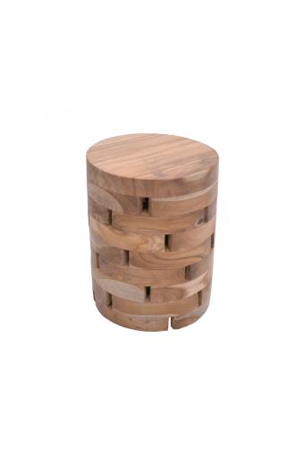 Σκαμπό Shard Inart φυσικό μασίφ ξύλο teak Φ35x45εκ