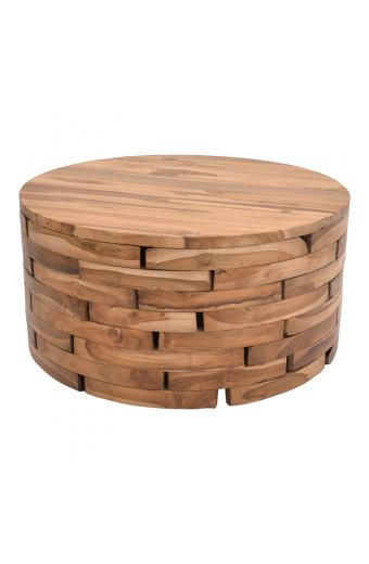 Τραπέζι σαλονιού Wozy Inart φυσικό ξύλο teak Φ90x45εκ