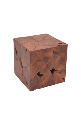 Σκαμπό Boxy Inart φυσικό μασίφ ξύλο teak 40x40x40εκ
