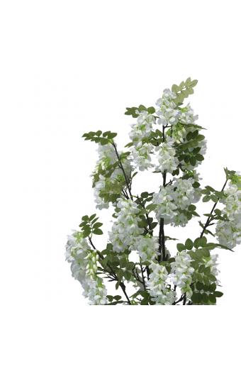 Διακοσμητικό φυτό Bean flowers σε γλάστρα Inart λευκό pp Υ125εκ