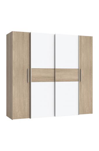 Ντουλάπα ρούχων Closet pakoworld τετράφυλλη sonoma oak-λευκό μελαμίνης 200x61.5x190.5εκ