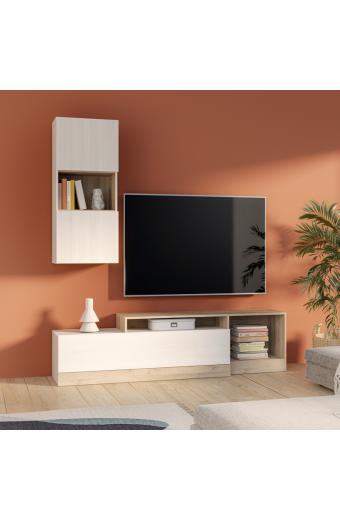 Σύνθετο σαλονιού Halmi pakoworld λευκό-oak μελαμίνης 180x39x190εκ