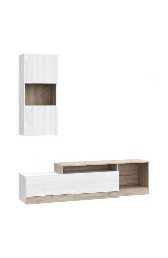 Σύνθετο σαλονιού Halmi pakoworld λευκό-oak μελαμίνης 180x39x190εκ