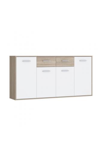 Μπουφές Drepen pakoworld μελαμίνη σε λευκό και sonoma χρώμα 162.3x34.2x81.7εκ