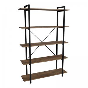 Βιβλιοθήκη Reson pakoworld oak-μαύρο μελαμίνης 120x34x180εκ