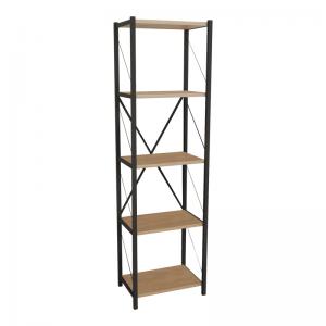 Βιβλιοθήκη Glase pakoworld oak-μαύρο μελαμίνης 40x30x150εκ