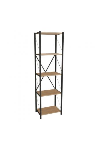 Βιβλιοθήκη Glase pakoworld oak μελαμίνης-μαύρο μέταλλο 40x30x150εκ