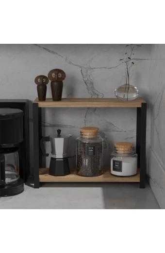 Επιτραπέζια ραφιέρα Lerf pakoworld oak μελαμίνης-μαύρο μέταλλο 45x17x35εκ