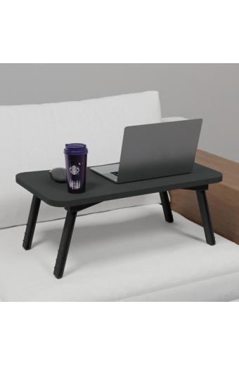 Τραπεζάκι για Laptop Rahe pakoworld ανθρακί μελαμίνης-μαύρο μέταλλο 60x35x23εκ