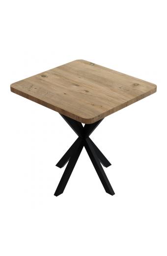 Τραπέζι Prestone pakoworld oak μελαμίνης-μαύρο μέταλλο 70x70x75εκ