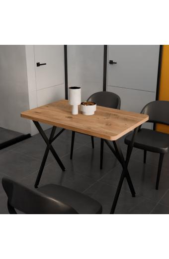 Τραπέζι Zeryin pakoworld oak μελαμίνης-μαύρο μέταλλο 110x70x75εκ