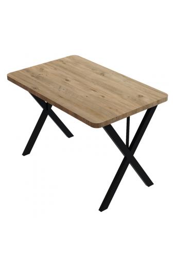 Τραπέζι Zeryin pakoworld oak μελαμίνης-μαύρο μέταλλο 70x110x75εκ