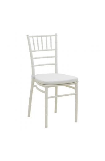Καρέκλα Tiffany pakoworld με μαξιλάρι pp σε λευκή απόχρωση 40x40x88εκ