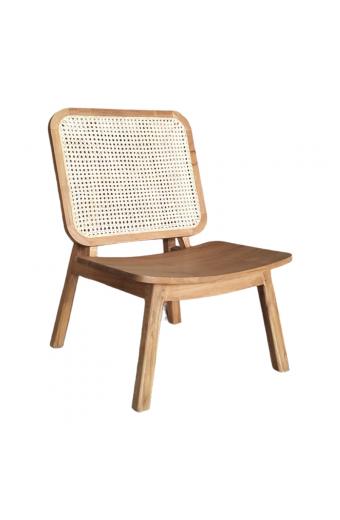 Πολυθρόνα Viborg pakoworld φυσικό teak ξύλο-φυσικό rattan 60x75x87εκ