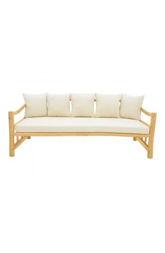 Καναπές Roziana pakoworld φυσικό teak ξύλο 210x100x80εκ