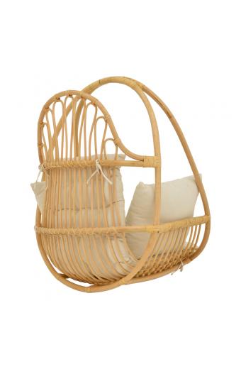 Κρεμαστή κούνια Jorg pakoworld φυσικό rattan-κρεμ μαξιλάρι 80x59x105εκ