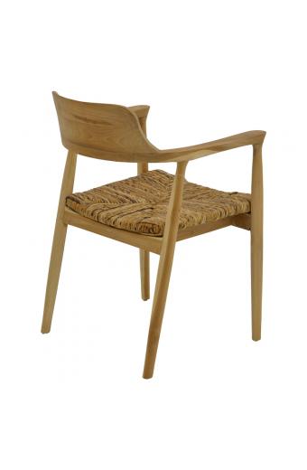 Πολυθρόνα Denverone pakoworld φυσικό teak ξύλο και ψάθα 57x54x79εκ