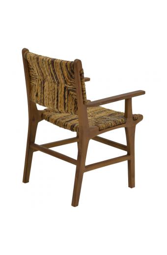 Πολυθρόνα Refane pakoworld φυσικό teak ξύλο-ψάθα 55x60x85εκ