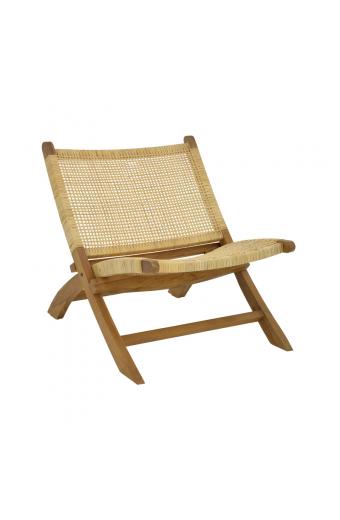 Πολυθρόνα Jerenze pakoworld φυσικό teak ξύλο-φυσικό rattan 65x78x68εκ