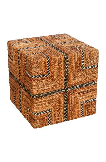 Σκαμπό Lerkmon Inart ψαθα σε φυσική απόχρωση 40x40x40εκ