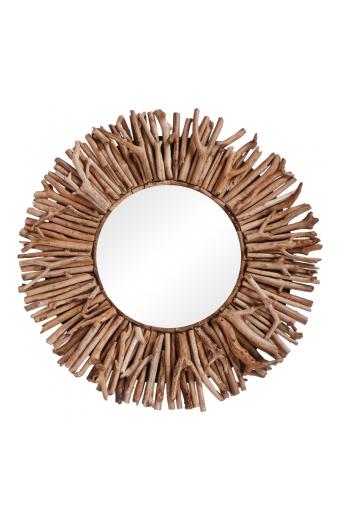 Καθρέπτης Grazzy Inart arum-flotsam ξύλο σε φυσική απόχρωση Φ70x8εκ