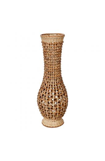 Βάζο Gucre Inart ξύλο-rattan pe σε φυσική απόχρωση Φ25x70εκ