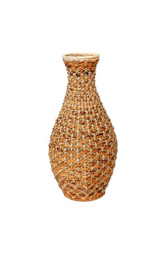 Βάζο Gucre I Inart ξύλο-rattan pe σε φυσική απόχρωση Φ30x70εκ