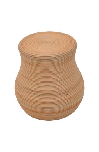 Σκαμπό Bulaten Inart rattan σε φυσική απόχρωση Φ45x45εκ