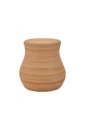 Σκαμπό Bulaten Inart rattan σε φυσική απόχρωση Φ45x45εκ