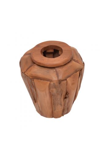 Διακοσμητικό βάζο Archean pakoworld teak ξύλο σε φυσική απόχρωση Φ30x30εκ