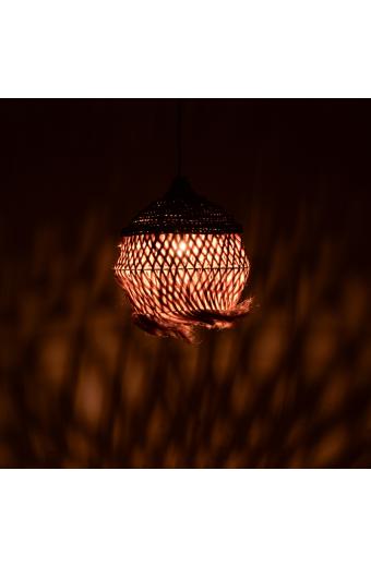 Φωτιστικό οροφής Fiorine Inart abaca σε φυσικό χρώμα Φ55x70εκ