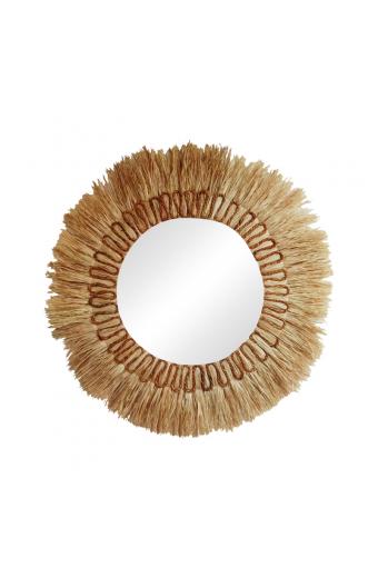 Καθρέπτης Oviele Inart sisal σε φυσικό χρώμα Φ95x4εκ