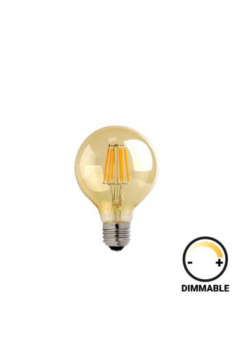 Λαμπτήρας LED G80 Bulb pakoworld dimmable 8W E27 amber