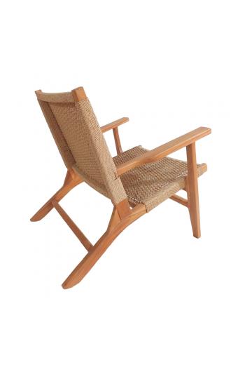 Πολυθρόνα Crosy pakoworld teak ξύλο σε φυσική απόχρωση 71x81x75εκ