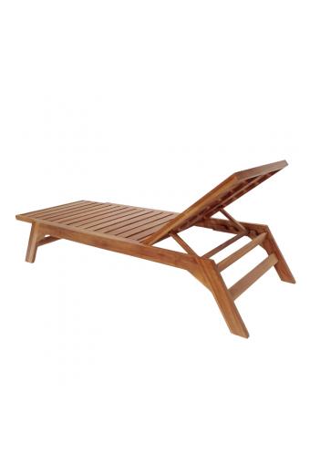 Ξαπλώστρα Melop pakoworld teak ξύλο σε φυσική απόχρωση 200x70x35εκ