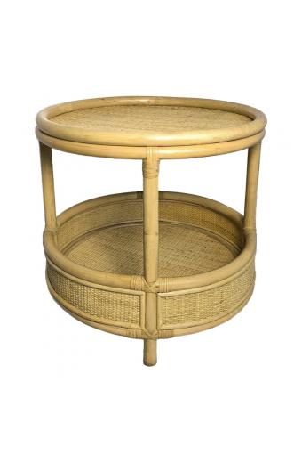 Βοηθητικό τραπέζι Moody pakoworld pe rattan σε φυσική απόχρωση Φ55x51εκ