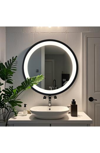 Καθρέπτης Led Goslyn Inart σε μαύρη απόχρωση Φ55.4x4.5εκ