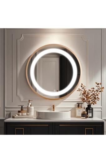 Καθρέπτης Led Starli Inart σε μπρονζέ απόχρωση Φ70x5.5εκ