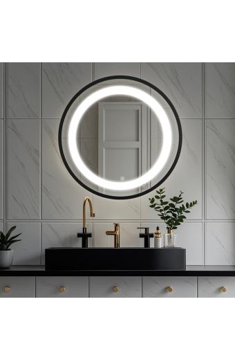 Καθρέπτης Led Starli Inart σε μαύρη απόχρωση Φ70x5.5εκ