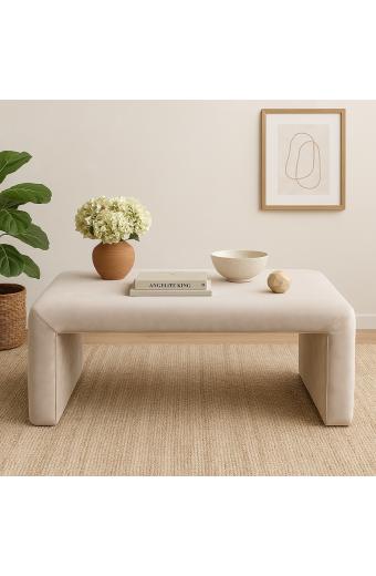 Σκαμπό Gagga Inart βελούδο σε μπεζ απόχρωση 110x40x45εκ