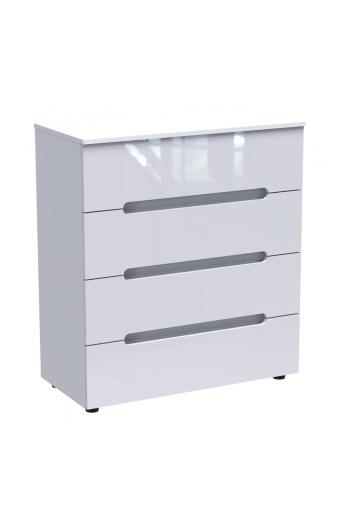Συρταριέρα Afina pakoworld mdf σε λευκή glossy απόχρωση 90x44x101εκ