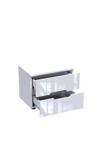 Κομοδίνο Afina pakoworld mdf σε λευκή glossy απόχρωση 50x35x41εκ
