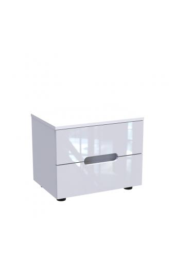 Κομοδίνο Afina pakoworld mdf σε λευκή glossy απόχρωση 50x35x41εκ