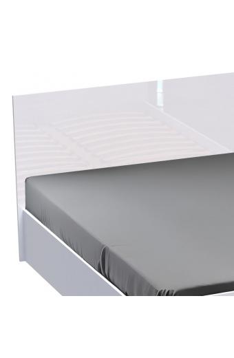 Κρεβάτι διπλό Afina pakoworld σε λευκή glossy απόχρωση 160x200εκ