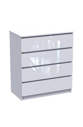 Συρταριέρα Dicama pakoworld mdf σε λευκη glossy απόχρωση 85.5x47x98εκ
