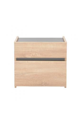 Κομοδίνο Comcie pakoworld σε φυσικό με γκρι απόχρωση 50x42x45.5εκ
